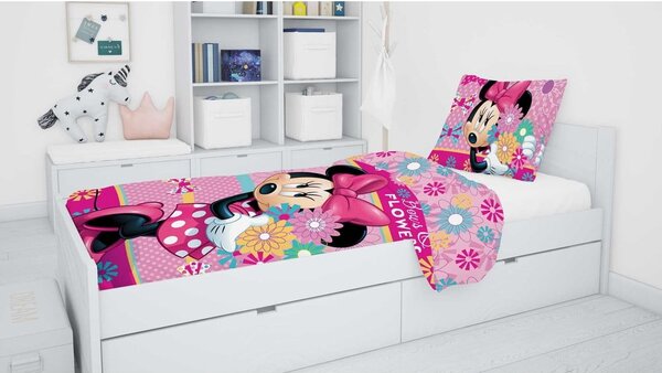 Biancheria da letto per bambini in cotone per letto singolo 140x200 cm Minnie - Jerry Fabrics