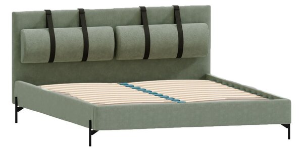 Letto matrimoniale imbottito verde con griglia 180x200 cm Tulsa - Ropez