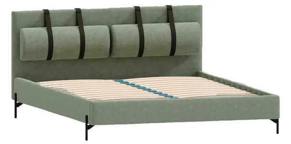 Letto matrimoniale imbottito verde con griglia 180x200 cm Tulsa - Ropez