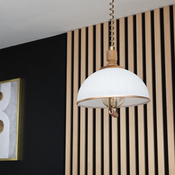 Lampadario regolabile RAMONA 1xE27/60W/230V marrone/bianco/rovere