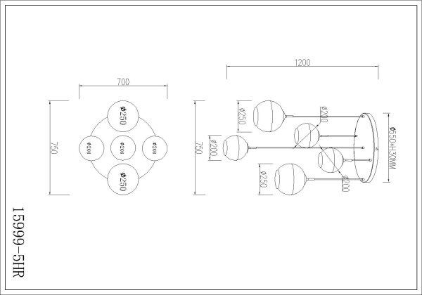 Globo 15999-5HR - Lampadario a sospensione su cavo RAGUSA 5xE27/60W/230V