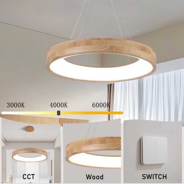 Brilagi - Lampadario LED sospeso con cavo FALCON WOOD LED/40W/230V 3000/4000/6000K 60 cm in legno