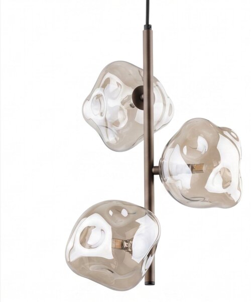 Lampada a sospensione in metallo vetro fumé G9 29 cm di larghezza H: max. 90 cm marrone cognac Lampada a sospensione moderna a 3 luci