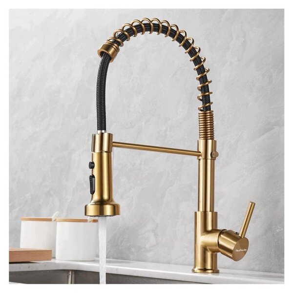Miscelatore da cucina – finitura oro opaco – con doccetta estraibile – girevole a 360°