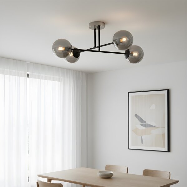 Brilagi - Plafoniera MALIVA 4xE14/15W/230V cromo opaco/fumé