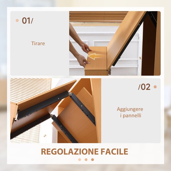 HOMCOM Tavolo Pieghevole da Pranzo max 3 Persone, in Truciolato e Acciaio, 75x144x144.5 cm, color Legno|Aosom