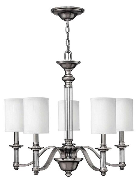 Hinkley HK-SUSSEX5 - Lampadario a sospensione con catena SUSSEX 5xE14/40W/230V, cromo opaco