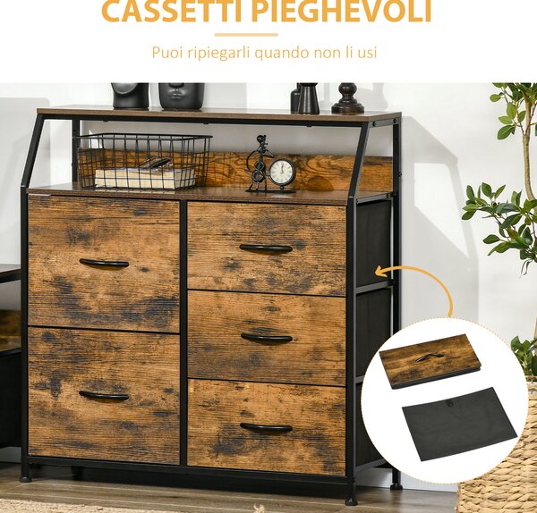 Cassettiera HOMCOM 3 Cassetti Stile Industriale: Perfetta Per Soggiorno O Camera Da Letto!