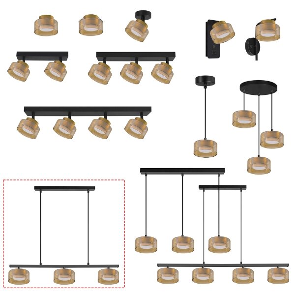 Brilagi - LED Lampada a sospensione con cavo AURA LUX 3xGX53/30W/230V nero/oro