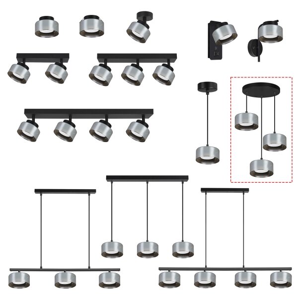 Brilagi - LED Lampada a sospensione su cavo AURA LUX 3xGX53/30W/230V nero/fumé