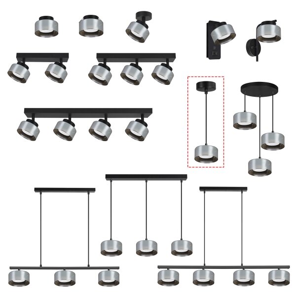 Brilagi - LED Lampadario a sospensione con cavo AURA LUX 1xGX53/30W/230V nero/fumé