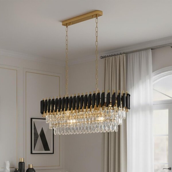 Brilagi - Lampadario a catena ECLIPSE 10xE14/10W/230V 78x28 cm nero/oro