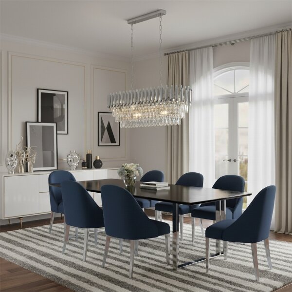 Brilagi - Lampadario a catena ECLIPSE 10xE14/10W/230V 78x28 cm argento