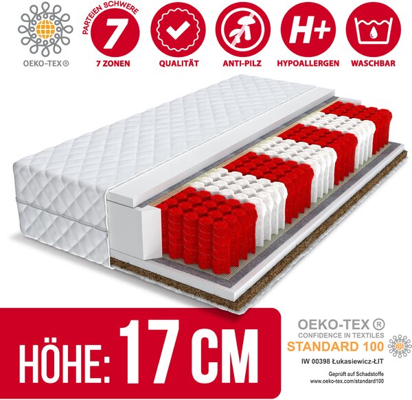 Materasso a sacco MONACO 180x200 cm con noce di cocco 17cm