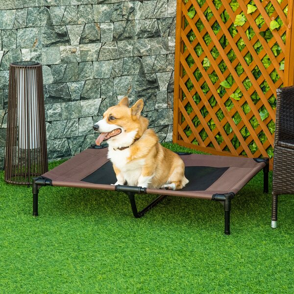 PawHut Brandina per Cani in Metallo e Tessuto Oxford Traspirante, 92x76x18cm Marrone e Nero|Aosom