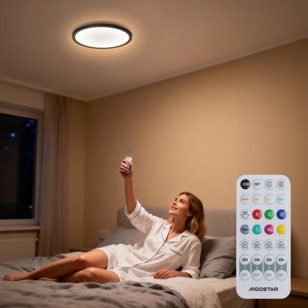 Aigostar - Plafoniera dimmerabile LED RGBW MESH LED/24W/230V 3000-6500K nero + telecomando