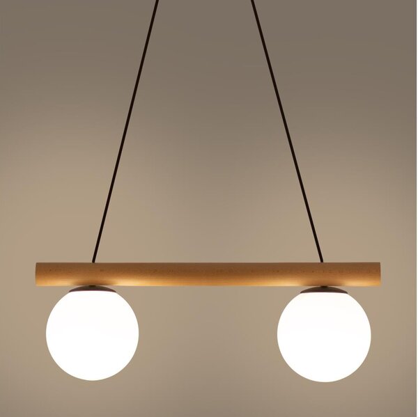 Lampada a sospensione con cavo WOODSTOCK 2xE27/15W/230V legno/nero