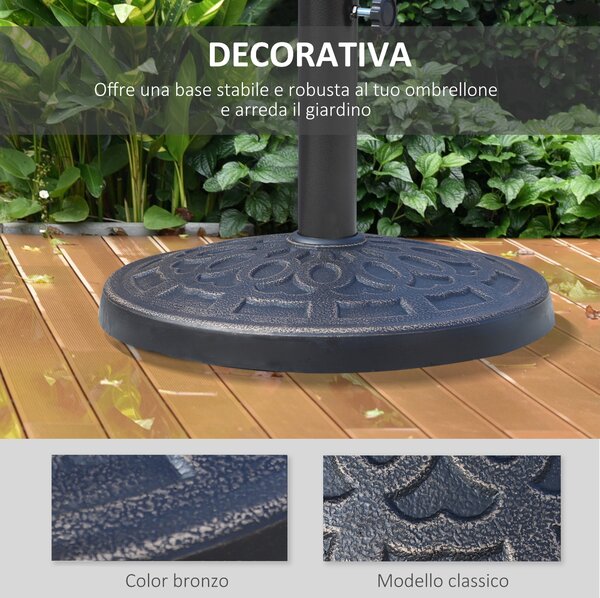 Outsunny Base Ombrellone Rotonda da Giardino in Resina Ø44 × 33cm|Aosom