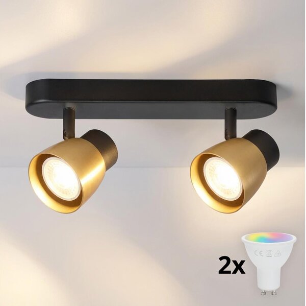 Brilagi - Faretto LED RGBW dimmerabile NUGGET 2xGU10/4,8W/230V nero/oro