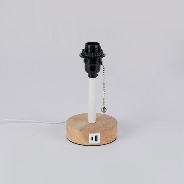 Brilagi - Lampada da tavolo con porta USB TABLON 1xE27/25W/230V rovere/bianco/nero