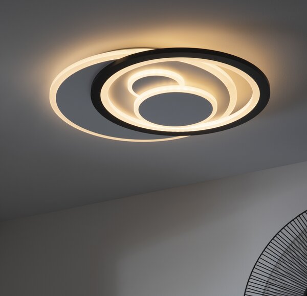 Plafoniera Curry LED dimmerabile , in ferro, bianco e nero D. 51 cm 51x43 cm, INSPIRE