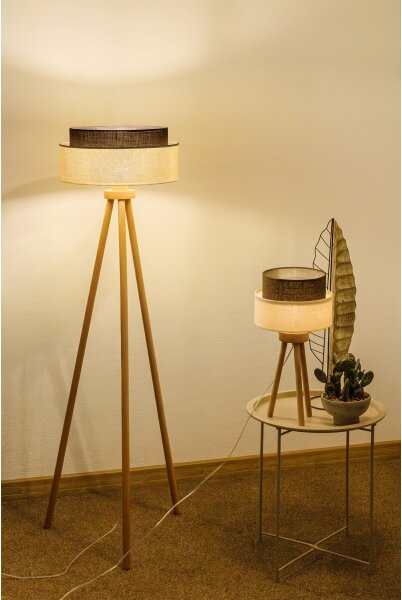 Brilagi - Lampada da terra LED Stile BOHO 1xE27/15W/230V crema/marrone