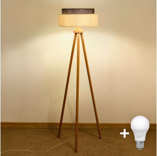 Brilagi - Lampada da terra LED Stile BOHO 1xE27/15W/230V crema/marrone