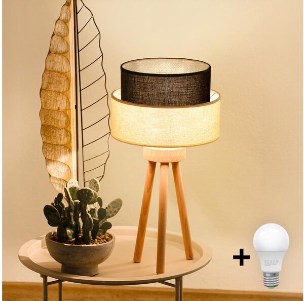 Brilagi - Lampada da tavolo LED BOHO STYLE 1xE27/15W/230V crema/marrone