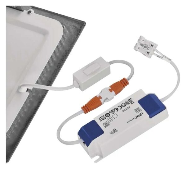 Plafoniera LED da incasso NEXXO LED/18W/230V 3000/3500/4000K argento 22,5x22,5 cm