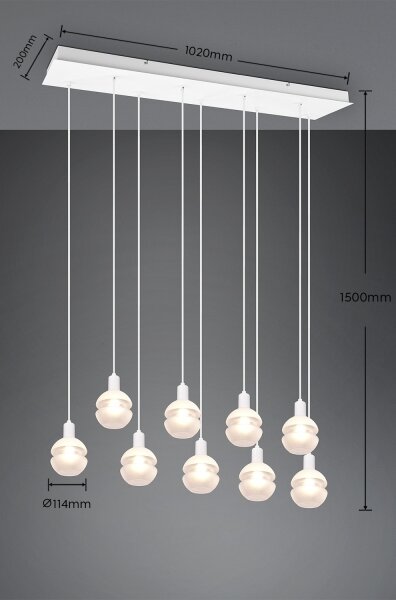 Trio - Lampadario a cavo MELA 9xE14/25W/230V bianco