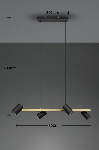 Trio - Lampadario a cavo MARLEY 4x GU10/35W/230V nero/oro