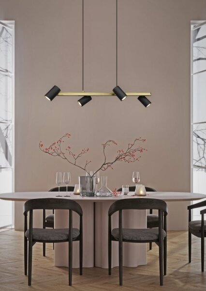 Trio - Lampadario a cavo MARLEY 4x GU10/35W/230V nero/oro
