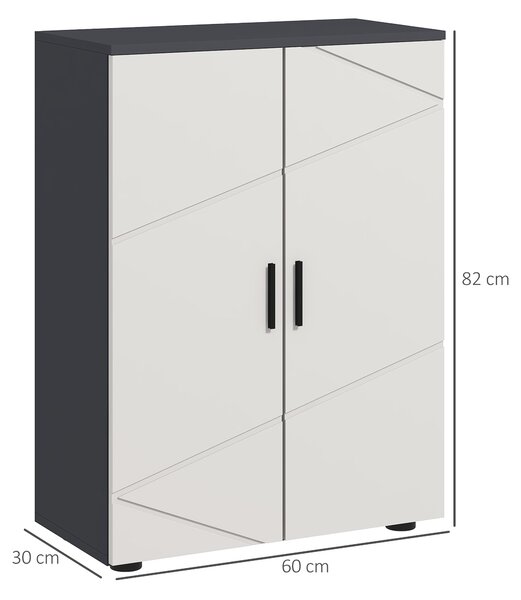 Kleankin Mobiletto Bagno 2 Ante in Legno con 3 Ripiani e Chiusura Ammortizzata, 60x30x82cm, Grigio|Aosom