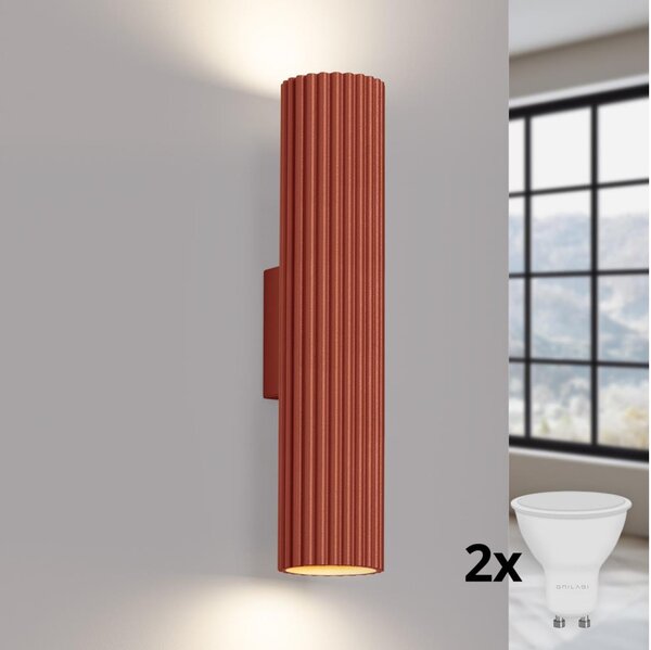 Brilagi - Lampada da parete LED CRESTO 2xGU10/10W/230V 30 cm rossa