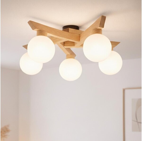 Plafoniera ANTONIO 5xG9/5W/230V rovere/bianco