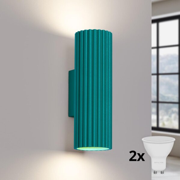 Brilagi - Lampada da parete LED CRESTO 2xGU10/10W/230V 20 cm turchese