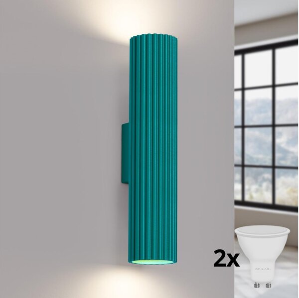 Brilagi - Applique LED CRESTO 2xGU10/10W/230V 30 cm turchese