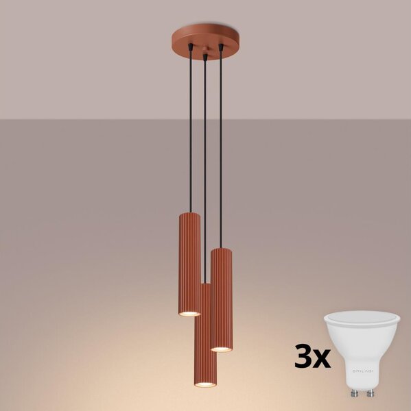 Brilagi - Lampadario LED su cavo CRESTO 3xGU10/10W/230V rosso