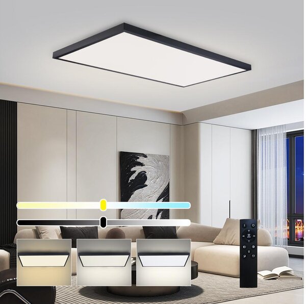Brilagi-LED Plafoniera da bagno dimmerabile FRAME SMART LED/96W/230V IP44 nero + telecomando