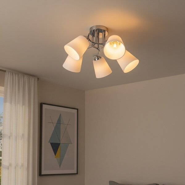 Plafoniera PAFOS 5xE27/15W/230V cromo lucido