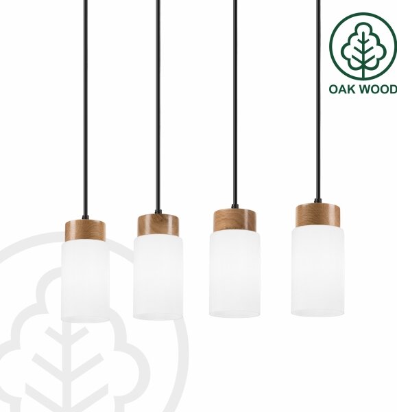 Lampadario sospeso con cavo MARKUS 4xE27/15W/230V nero/rovere