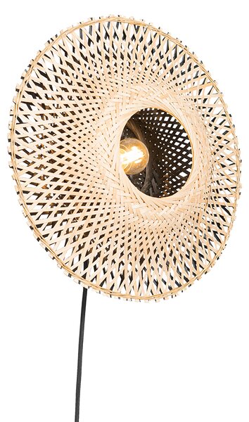 Lampada da parete intelligente in bambù 30 cm con spina incl. Wifi P45 - Rina