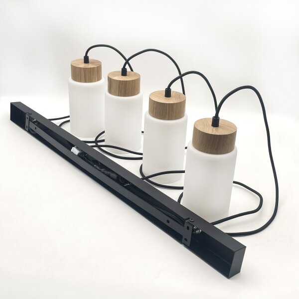 Lampadario sospeso con cavo MARKUS 4xE27/15W/230V nero/rovere