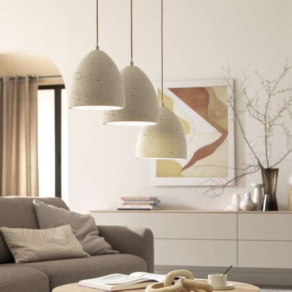 Schöner Wohnen 12541-42 - Lampada a sospensione su cavo TRAVENTA 3xE27/40W/230V in cemento