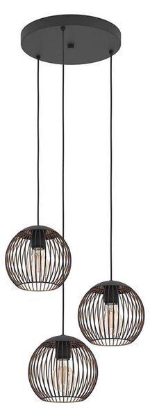 Eglo 901871 - Lampadario a sospensione con cavo ALMANZORA 3xE27/60W/230V nero