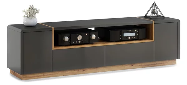 Mobile TV FOLK RTV-185 Antracite (Grigio Scuro)/Rovere Artisan - MODERNO PER SOGGIORNO CAMERA