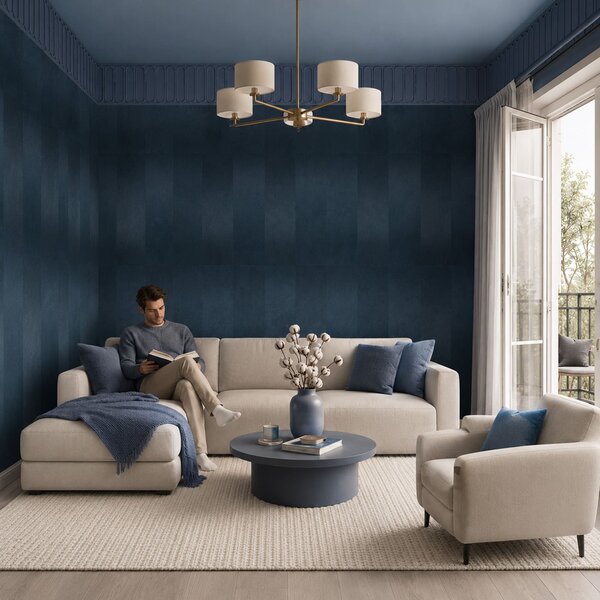 Carta da parati Parete a strisce blu e grigie, Carta da parati lastrazione, Carta da parati popolare, t00878 - Tapeko.it
