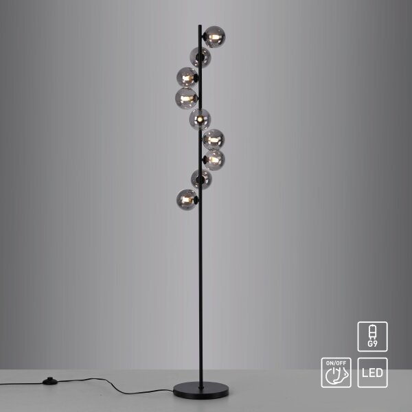 Schöner Wohnen 14506-18 - Lampada da terra LED DUBAI 9xG9/3W/230V nero/fumé