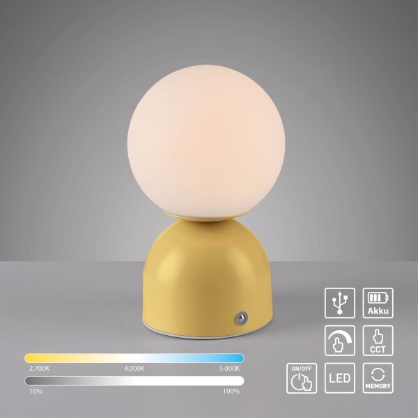 Schöner Wohnen 19218-81 - Lampada da tavolo LED dimmerabile RUDI LED/1,2W/5V gialla