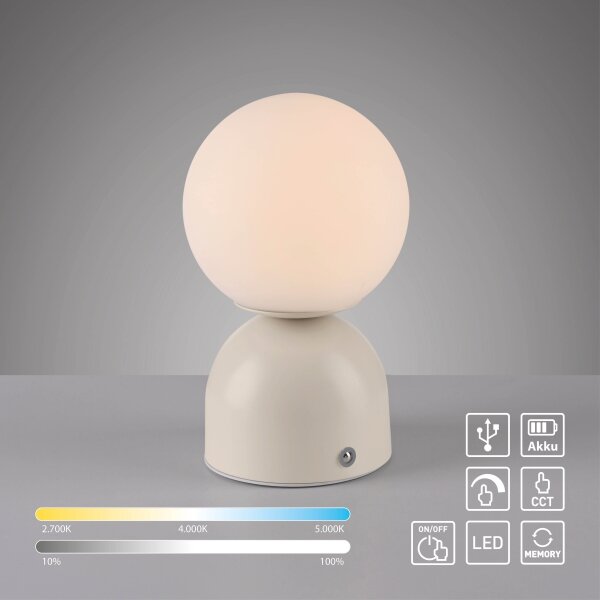 Schöner Wohnen 19218-39 - Lampada da tavolo LED dimmerabile RUDI LED/1,2W/5V grigia